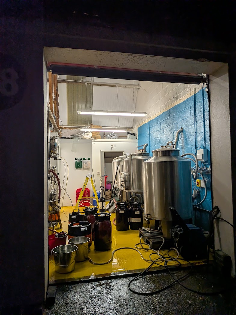 Inside the Tidal Range brewhouse at night